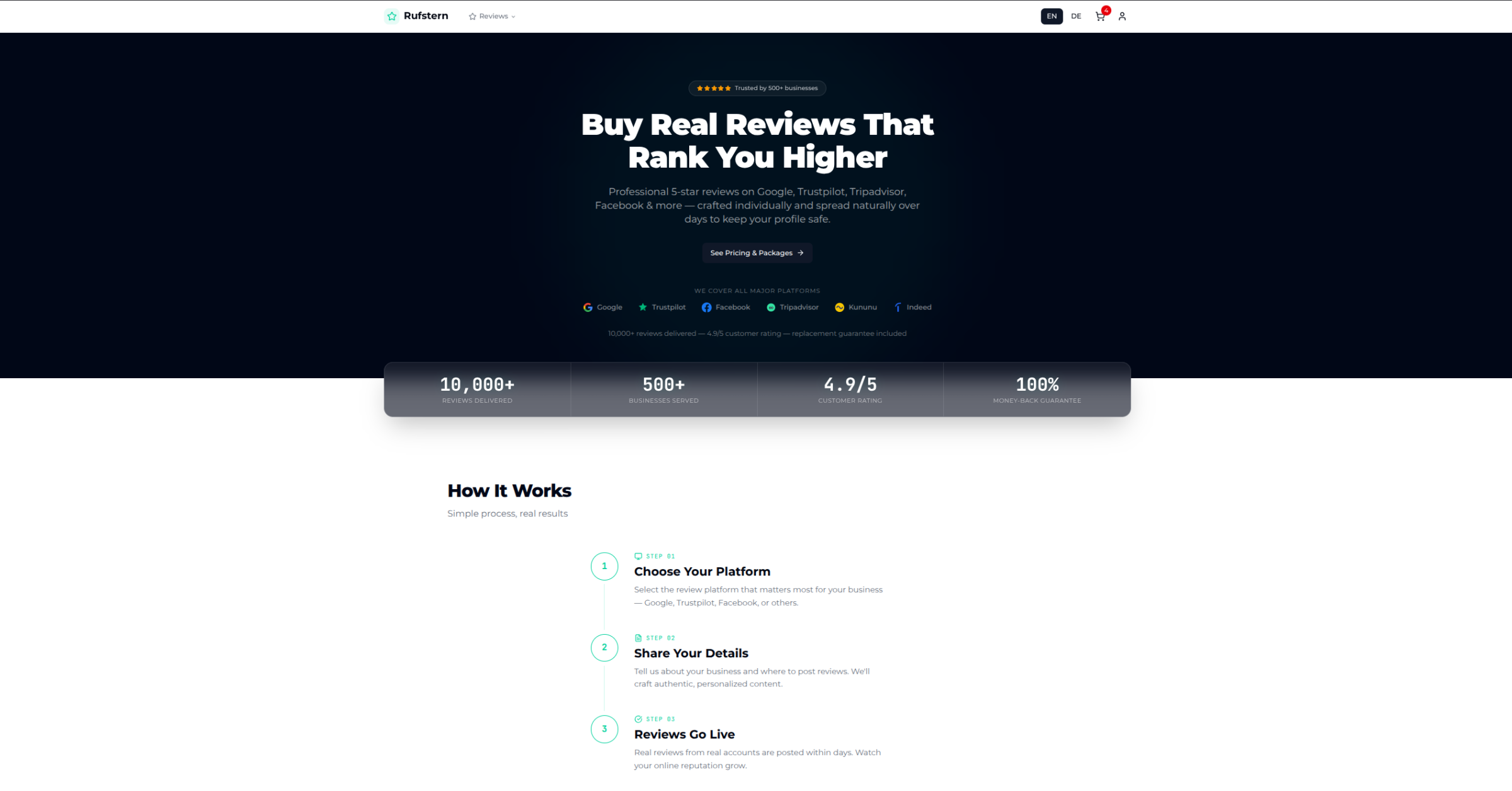 Rufstern - reputation-service e-commerce website and order management in one system